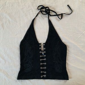 black harley davidson chain halter crop top
